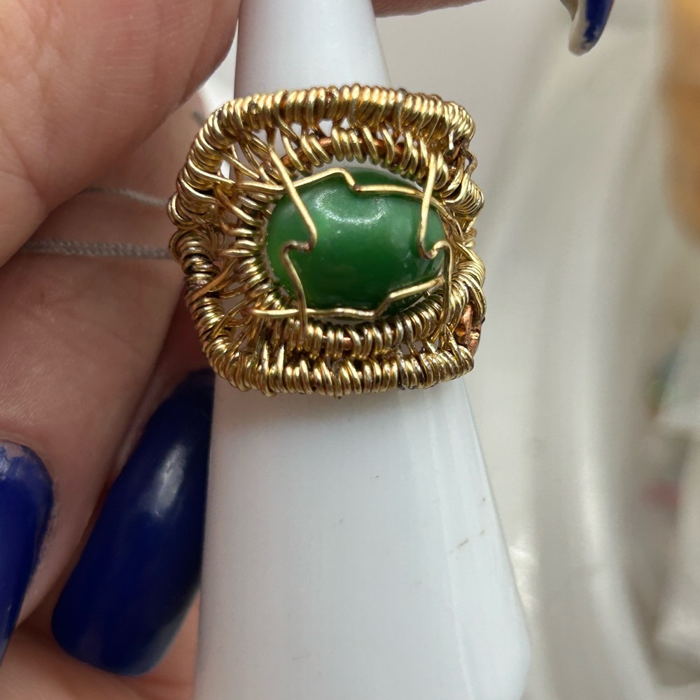 Gold tone wire wrapped ring